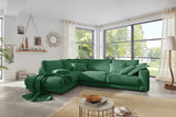 KAWOLA Sofa MADELINE Ecksofa mit Recamiere Cord smaragd, Links