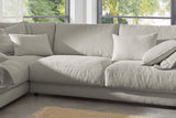KAWOLA Sofa MADELINE Ecksofa mit Recamiere Cord steingrau