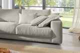KAWOLA Sofa MADELINE Ecksofa mit Recamiere Cord steingrau