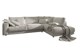 KAWOLA Sofa MADELINE Ecksofa mit Recamiere Cord steingrau
