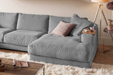 KAWOLA Sofa MADELINE Wohnlandschaft U-Form Cord grau