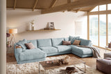 KAWOLA Sofa MADELINE Wohnlandschaft U-Form Cord hellblau, Links