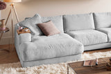 KAWOLA Sofa MADELINE Wohnlandschaft U-Form Cord hellgrau