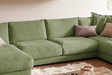 KAWOLA Sofa MADELINE Wohnlandschaft U-Form Cord olivgrün