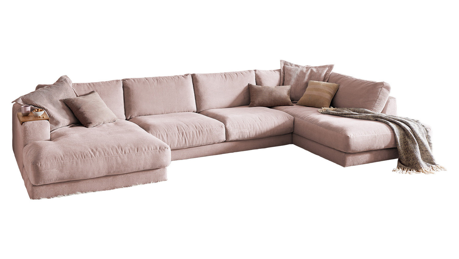 KAWOLA Sofa MADELINE Wohnlandschaft U-Form Cord rosa