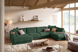 KAWOLA Sofa MADELINE Wohnlandschaft U-Form Cord smaragd, Links