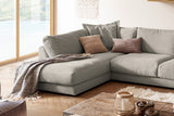 KAWOLA Sofa MADELINE Wohnlandschaft U-Form Cord steingrau