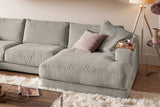 KAWOLA Sofa MADELINE Wohnlandschaft U-Form Cord steingrau