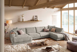 KAWOLA Sofa MADELINE Wohnlandschaft U-Form Cord steingrau, Links