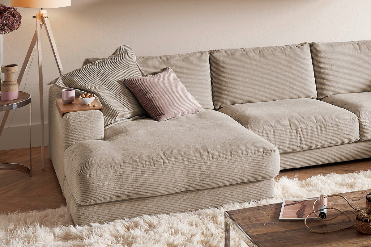 KAWOLA Sofa MADELINE Wohnlandschaft U-Form Cord taupe