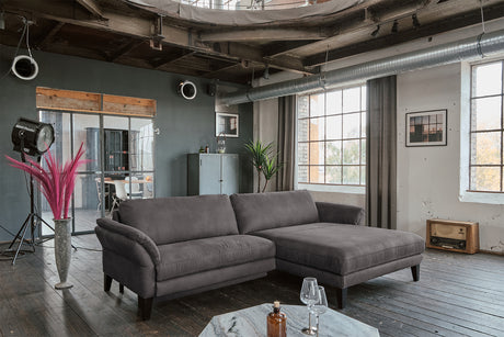 KAWOLA Sofa MALTA Ecksofa Stoff anthrazit, Rechts, Ohne Zusatzausstattung, Relaxfunktion