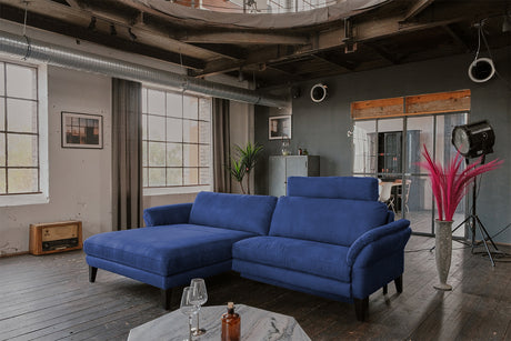 KAWOLA Sofa MALTA Ecksofa Stoff blau