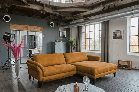 KAWOLA Sofa MALTA Ecksofa Stoff cognac, Rechts, Ohne Zusatzausstattung, Ohne Komfortfunktion