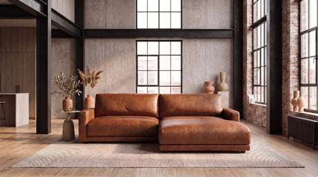 KAWOLA Sofa MARLIN Ecksofa Lederfaserstoff cognac