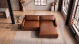 KAWOLA Sofa MARLIN Ecksofa Lederfaserstoff cognac