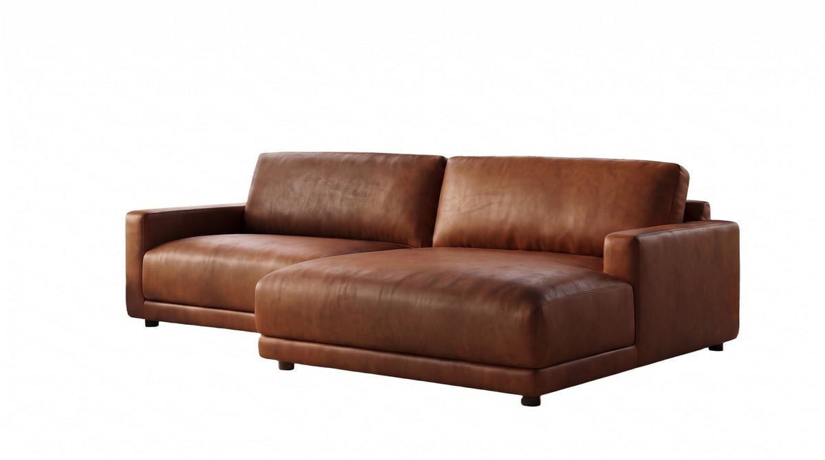KAWOLA Sofa MARLIN Ecksofa Lederfaserstoff cognac