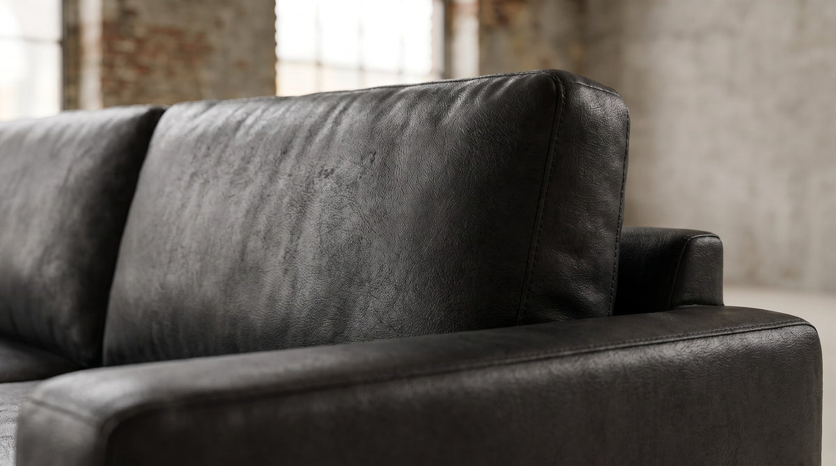KAWOLA Sofa MARLIN Ecksofa Lederfaserstoff schwarz
