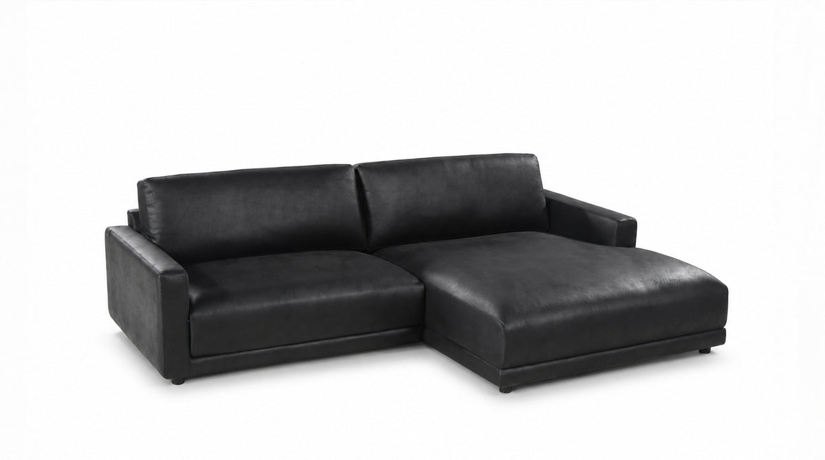 KAWOLA Sofa MARLIN Ecksofa Lederfaserstoff schwarz