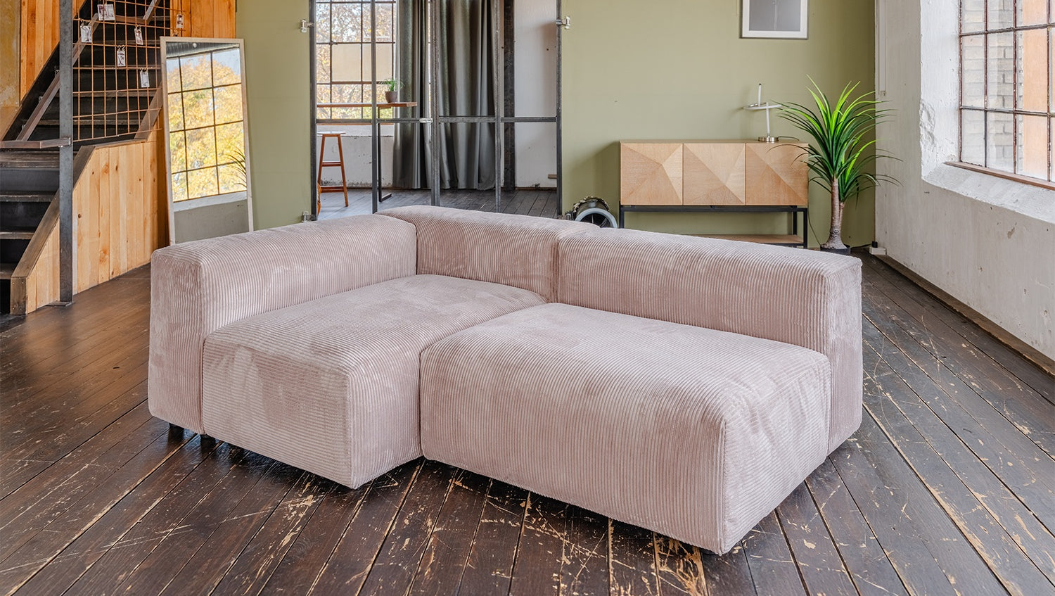 KAWOLA Sofa MIA Modulares Sofa 6-tlg. Cord taupe