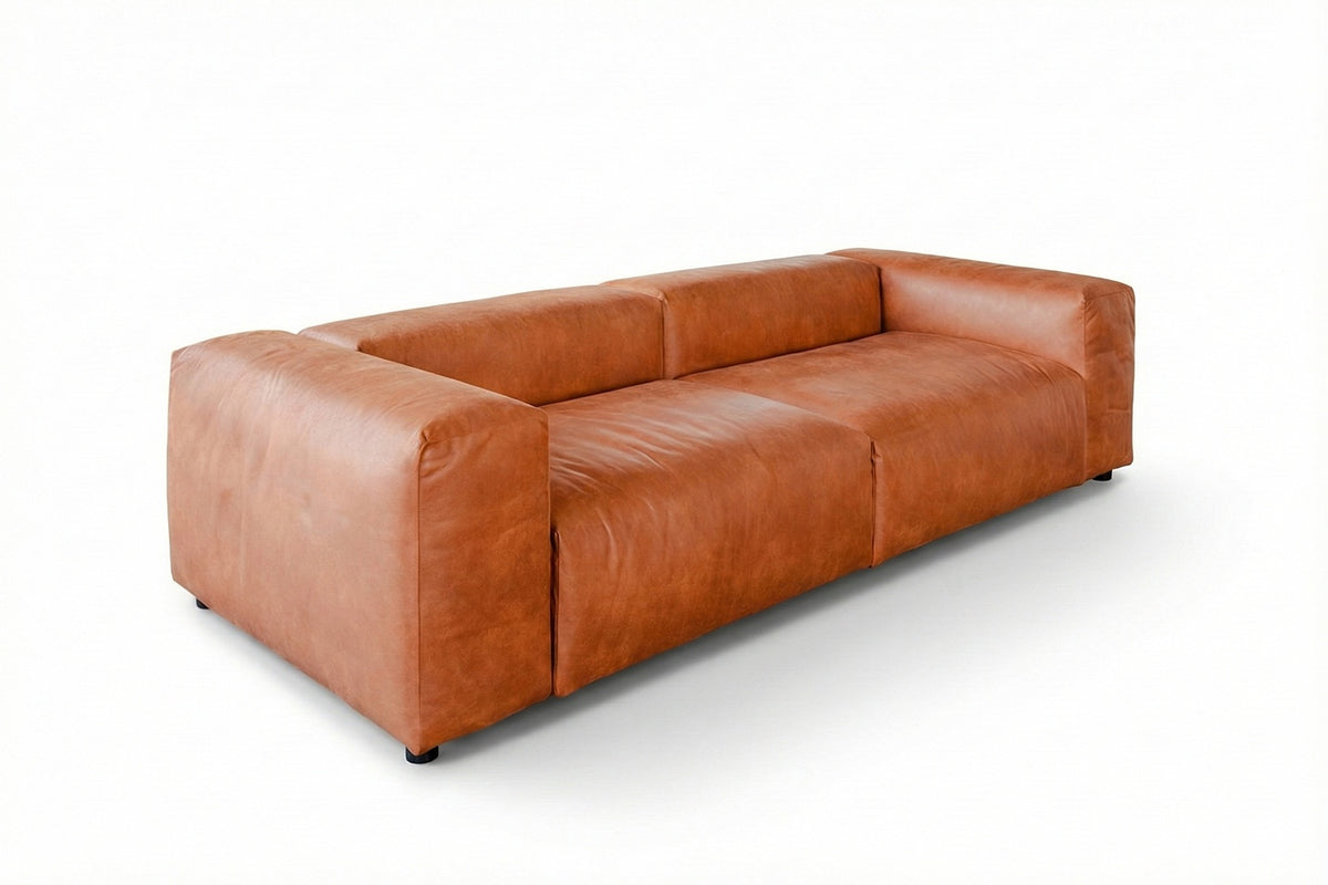 KAWOLA Sofa MIA Modulares Sofa 6-tlg. Lederfaserstoff cognac