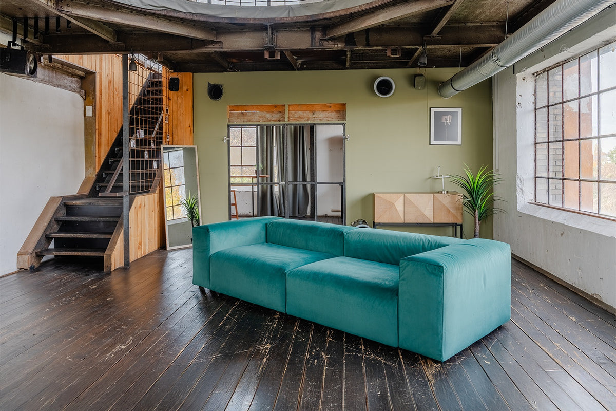 KAWOLA Sofa MIA Modulares Sofa 6-tlg. Velvet grün