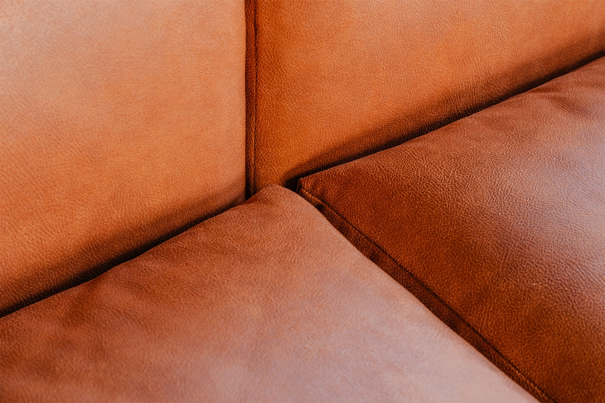 KAWOLA Sofa MIA Modulares Sofa 8-tlg. Lederfaserstoff cognac