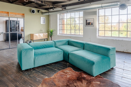 KAWOLA Sofa MIA Modulares Sofa 8-tlg. Velvet grün