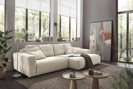 KAWOLA Sofa MIKA Ecksofa Cord cremeweiß, 296 x 167, Rechts