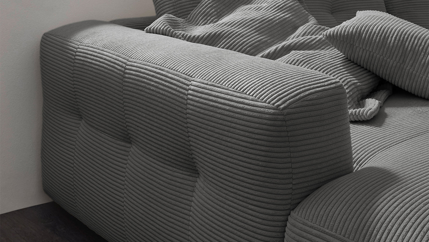 KAWOLA Sofa MIKA Ecksofa Cord grau