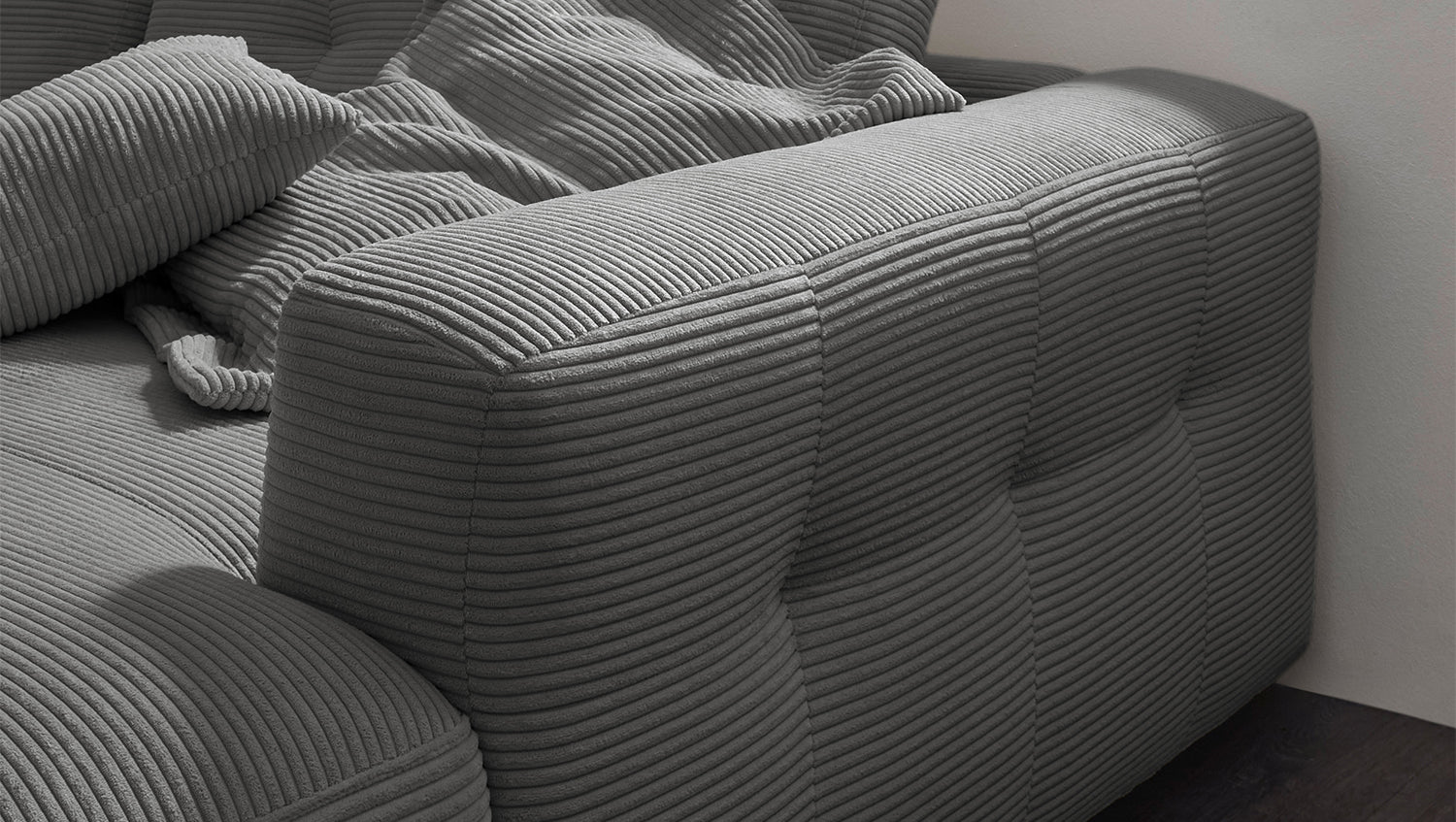 KAWOLA Sofa MIKA Ecksofa Cord grau