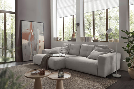 KAWOLA Sofa MIKA Ecksofa Cord hellgrau, 276 x 167, Links