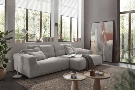 KAWOLA Sofa MIKA Ecksofa Cord hellgrau, 276 x 167, Rechts