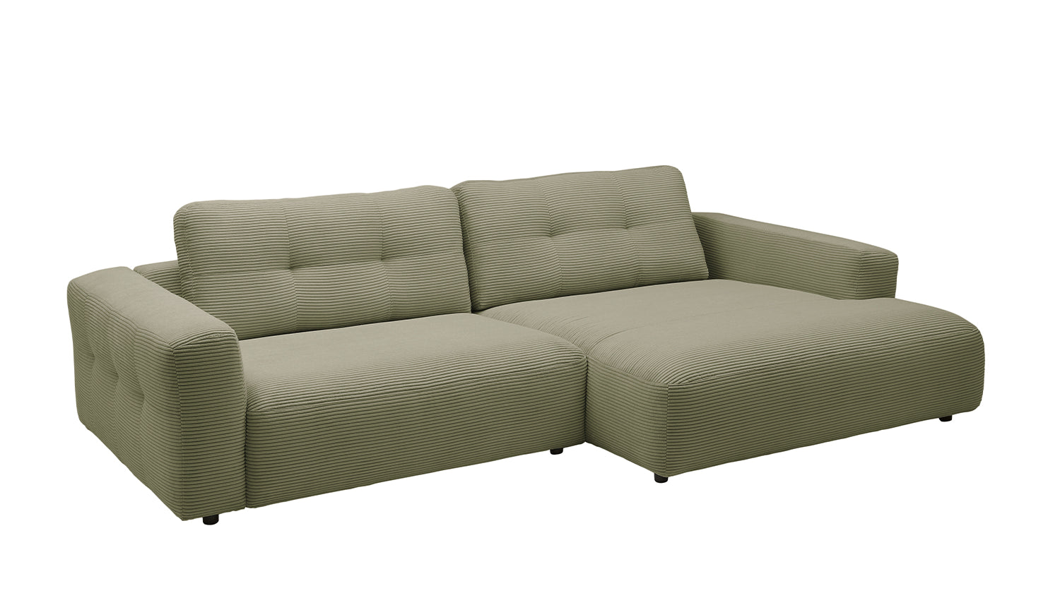 KAWOLA Sofa MIKA Ecksofa Cord olivgrün