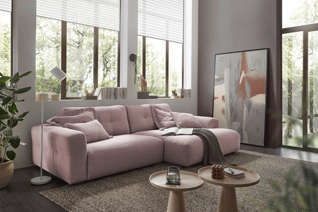 KAWOLA Sofa MIKA Ecksofa Cord rosa, 296 x 167, Rechts