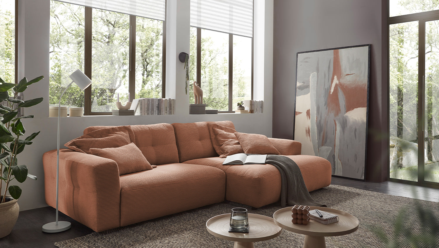 KAWOLA Sofa MIKA Ecksofa Cord rost, 296 x 167, Rechts