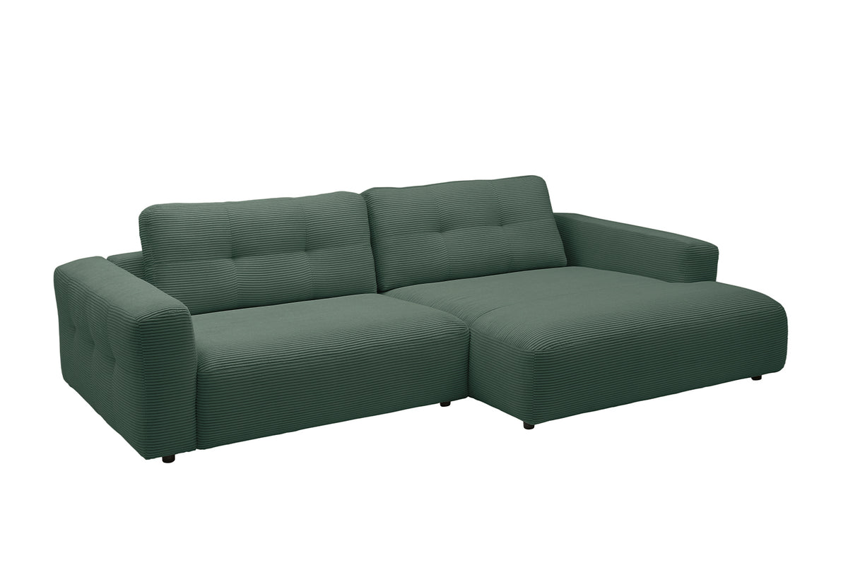 KAWOLA Sofa MIKA Ecksofa Cord smaragd