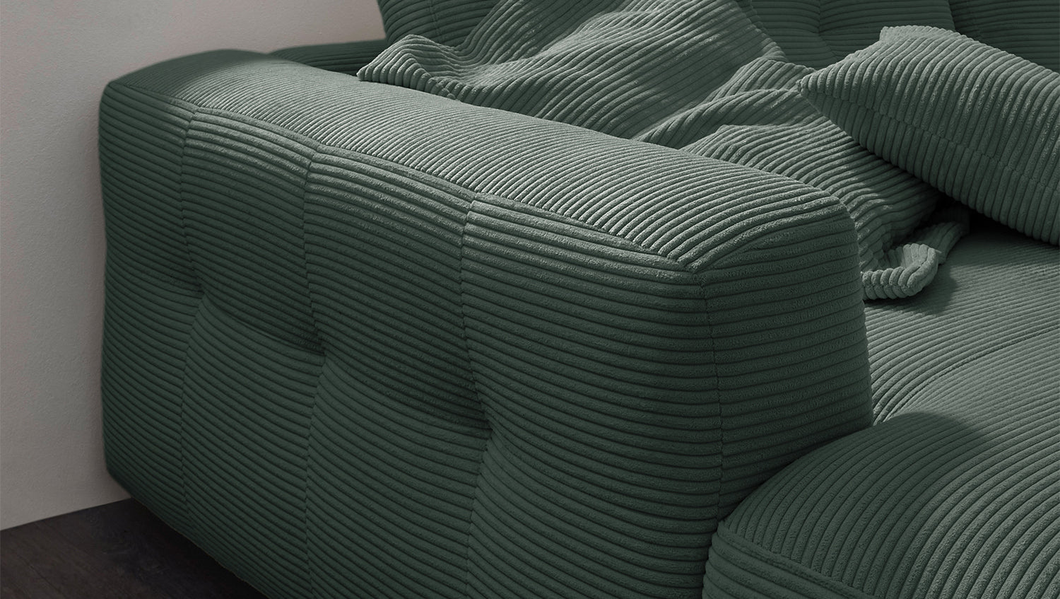 KAWOLA Sofa MIKA Ecksofa Cord smaragd
