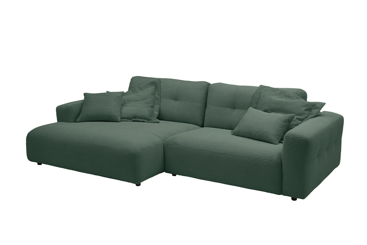 KAWOLA Sofa MIKA Ecksofa Cord smaragd