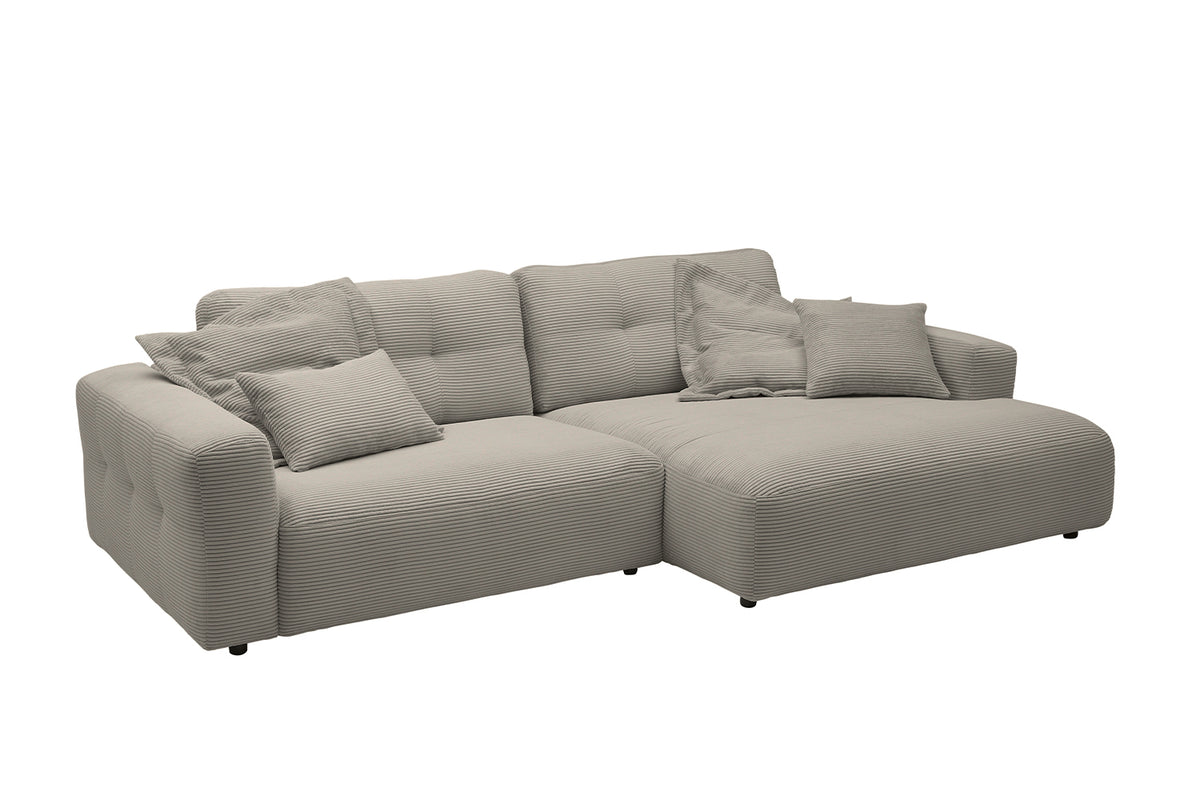 KAWOLA Sofa MIKA Ecksofa Cord steingrau