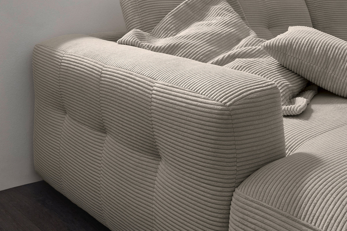 KAWOLA Sofa MIKA Ecksofa Cord steingrau
