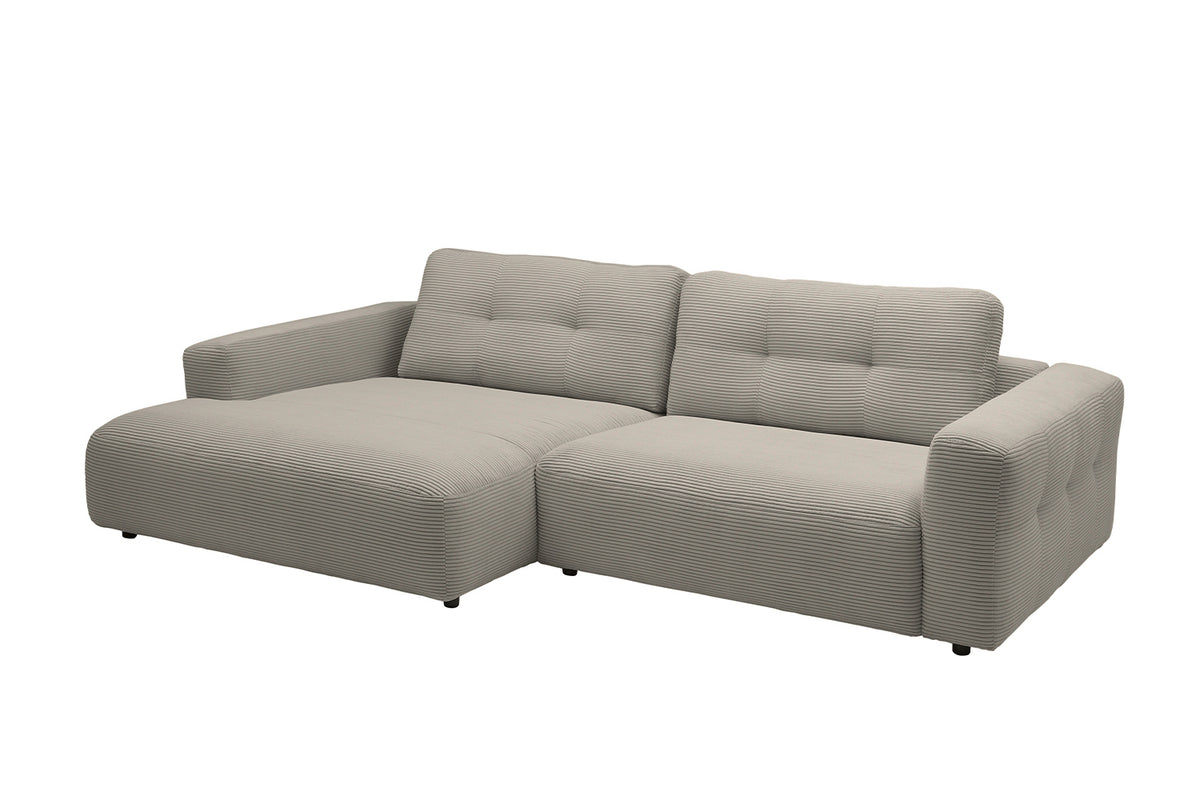 KAWOLA Sofa MIKA Ecksofa Cord steingrau