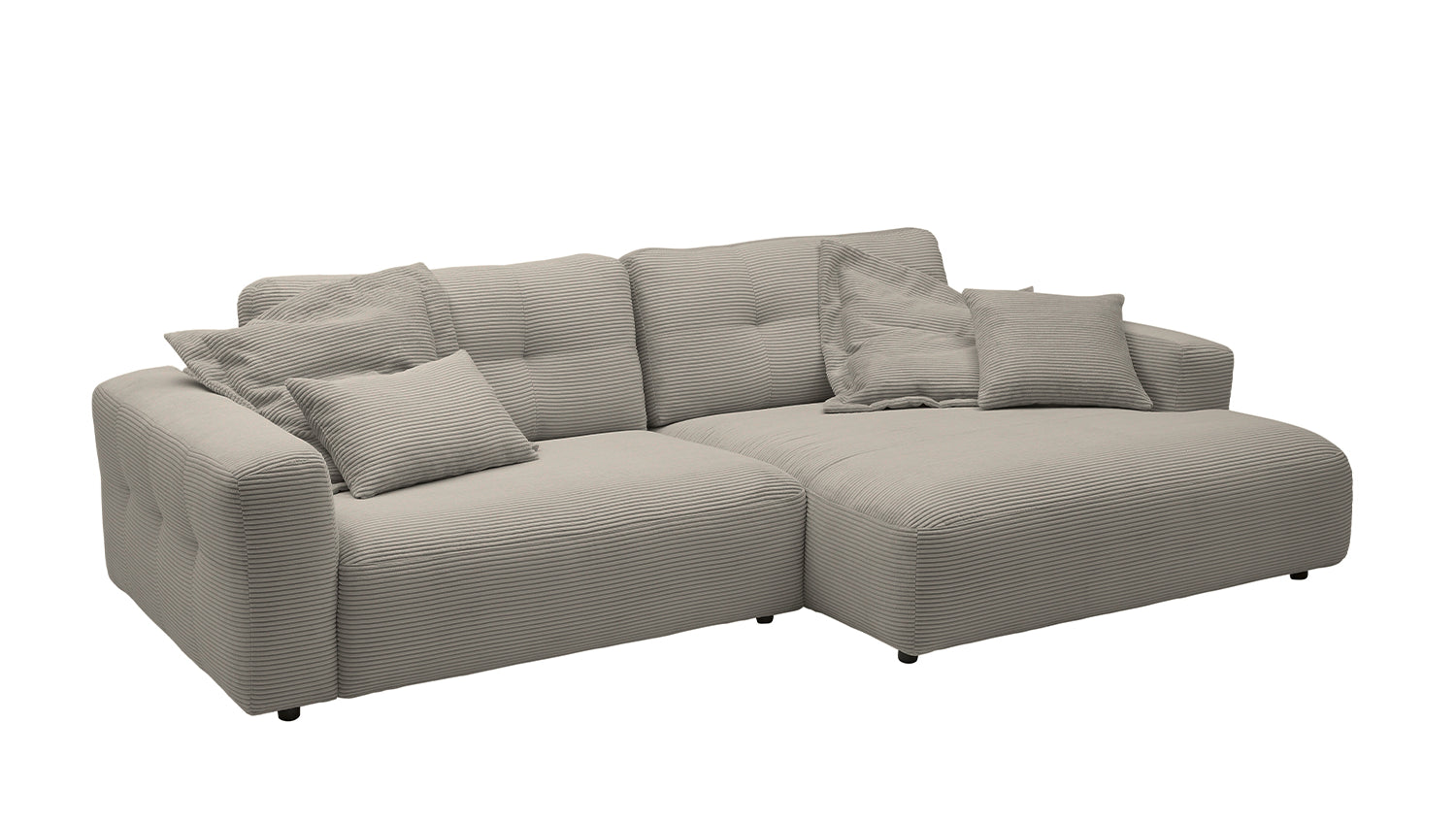 KAWOLA Sofa MIKA Ecksofa Cord steingrau