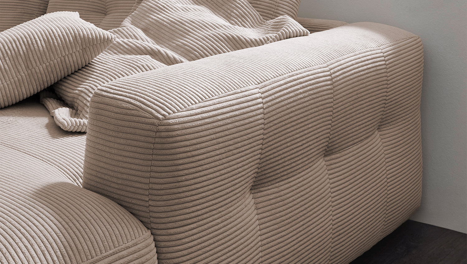 KAWOLA Sofa MIKA Ecksofa Cord taupe