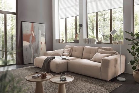 KAWOLA Sofa MIKA Ecksofa Cord taupe, 296 x 167, Links