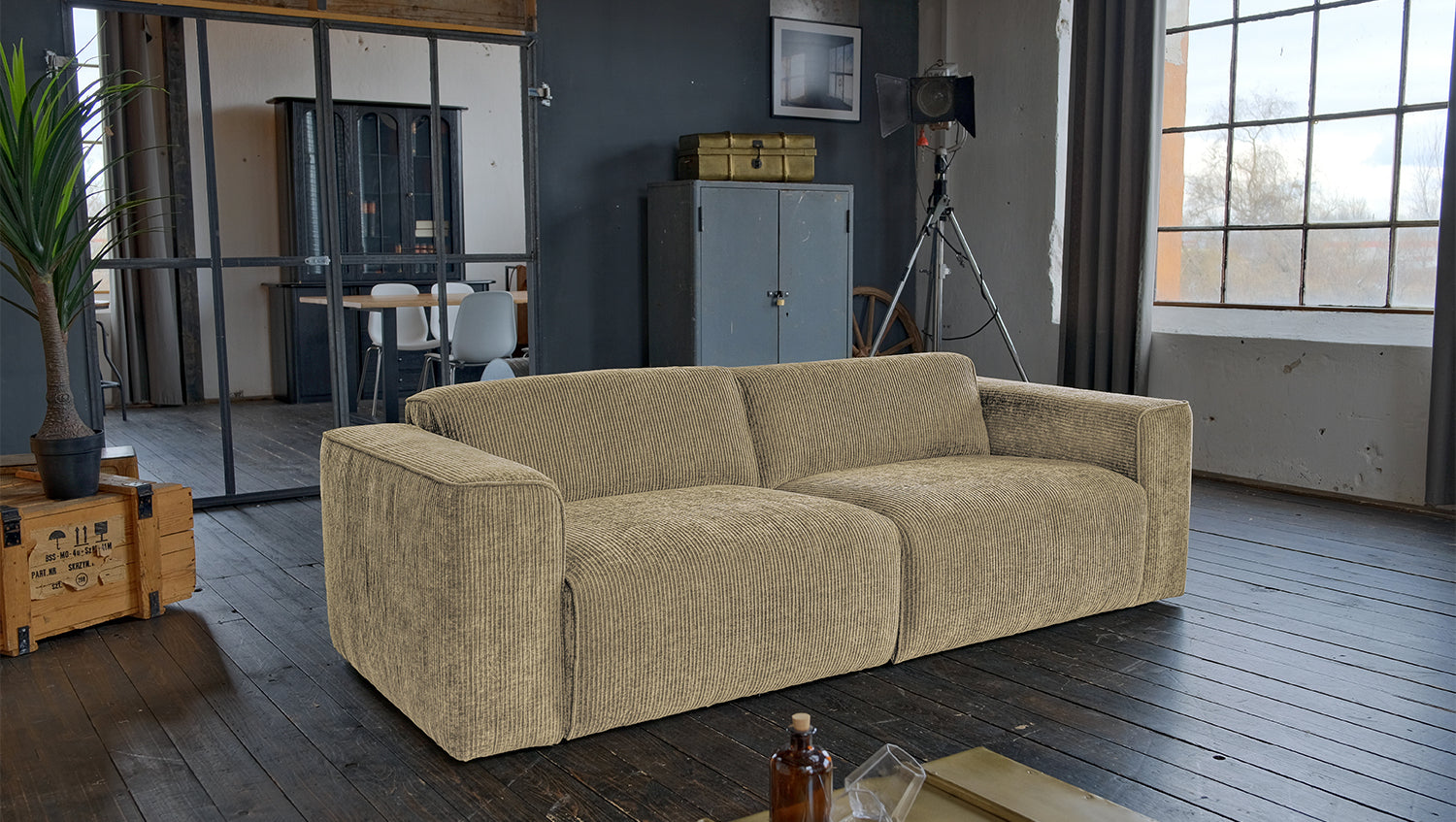KAWOLA Sofa NELE 3-Sitzer Cord beige