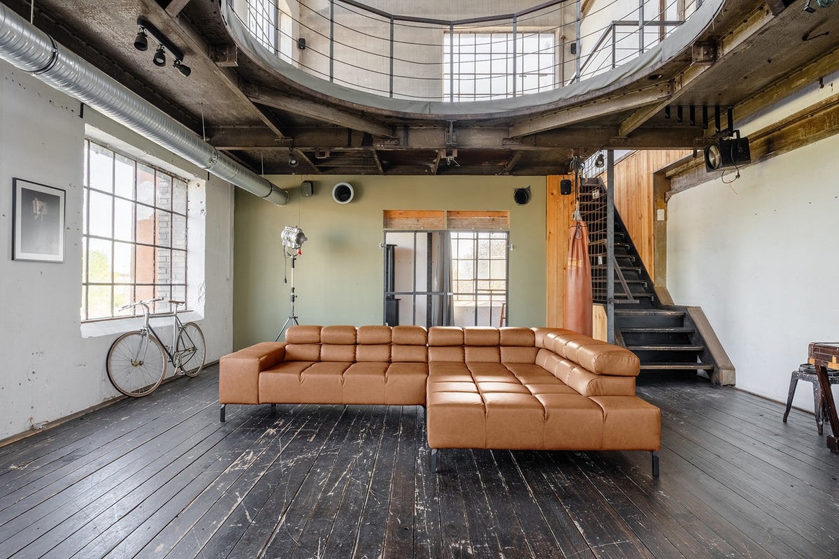 KAWOLA Sofa NELSON Ecksofa Leder cognac