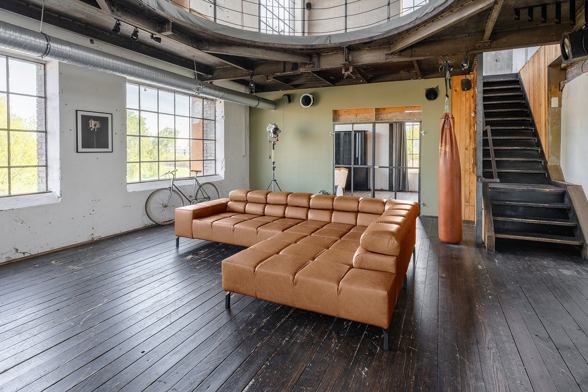 KAWOLA Sofa NELSON Ecksofa Leder cognac, Rechts, Ohne Zusatzausstattung, Ohne Komfortfunktion