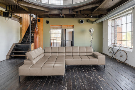 KAWOLA Sofa NELSON Ecksofa Leder grau