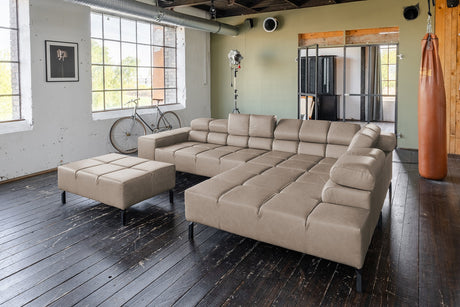 KAWOLA Sofa NELSON Ecksofa Leder grau, Rechts, Mit Fußhocker, Ohne Komfortfunktion
