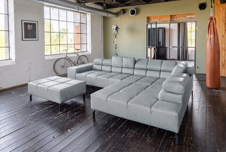 KAWOLA Sofa NELSON Ecksofa Leder hellgrau